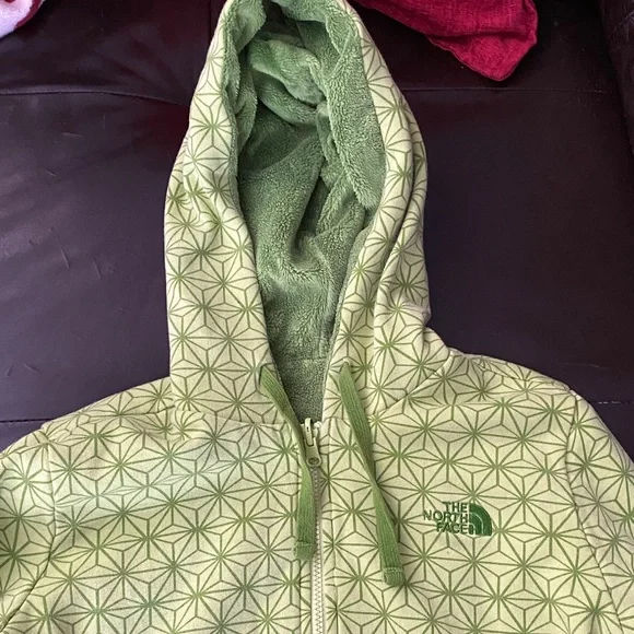 The North Face Bright Green woman’s size small Hoodie Jacket reversible - Picture 5 of 6
